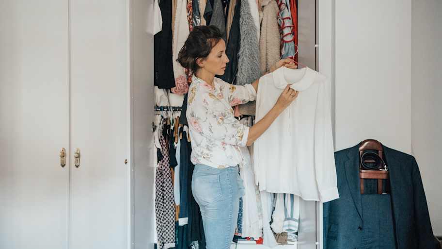 Woman getting ready for work