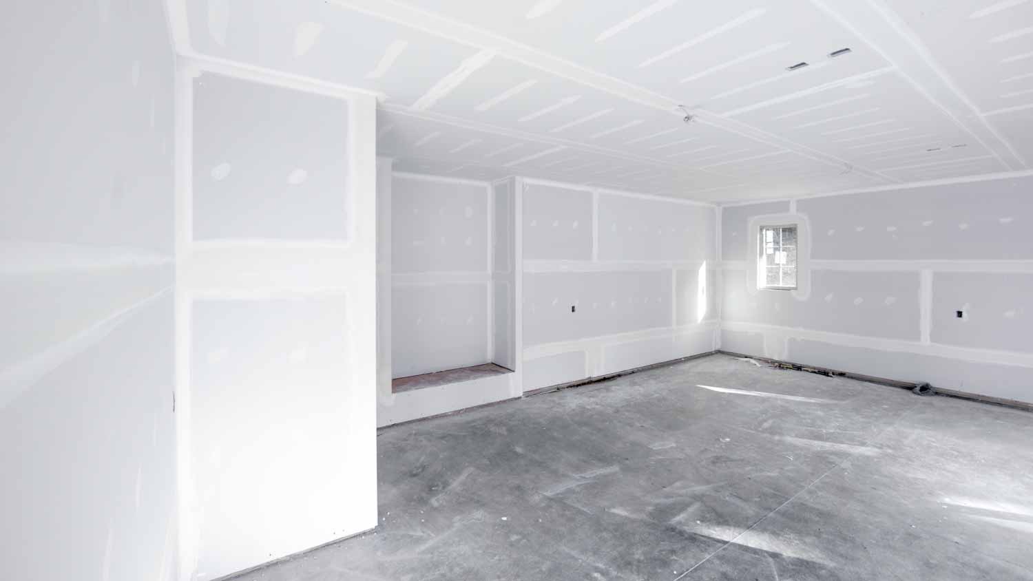 General interior view of a garage under construction