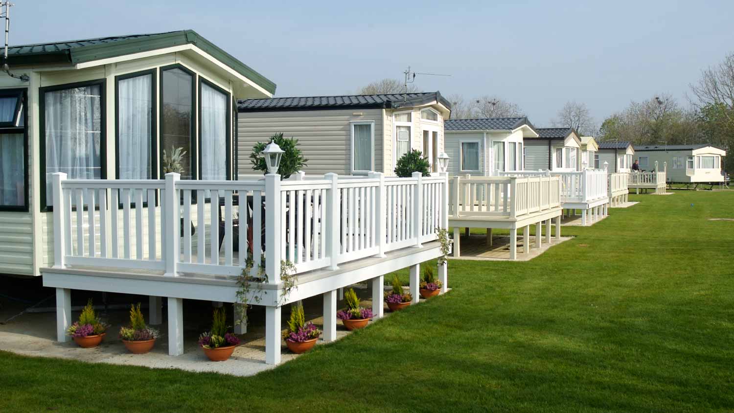 Houses with porches on a caravan park