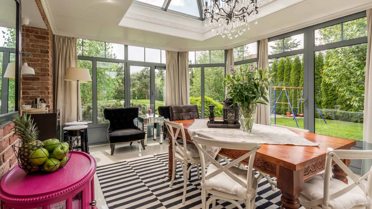 Large and modern sunroom