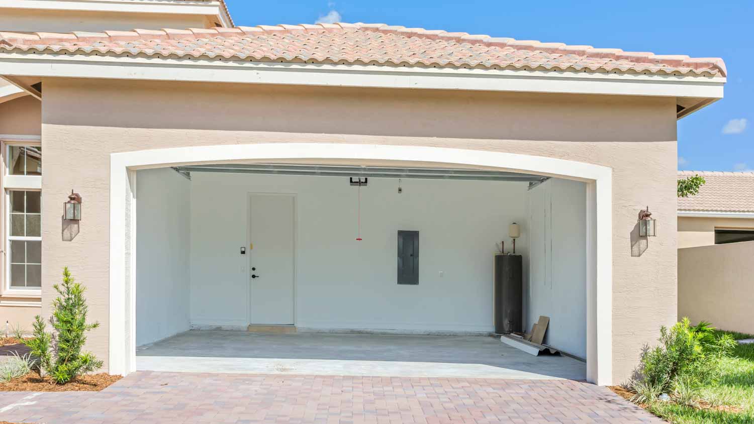 New house with an empty garage 