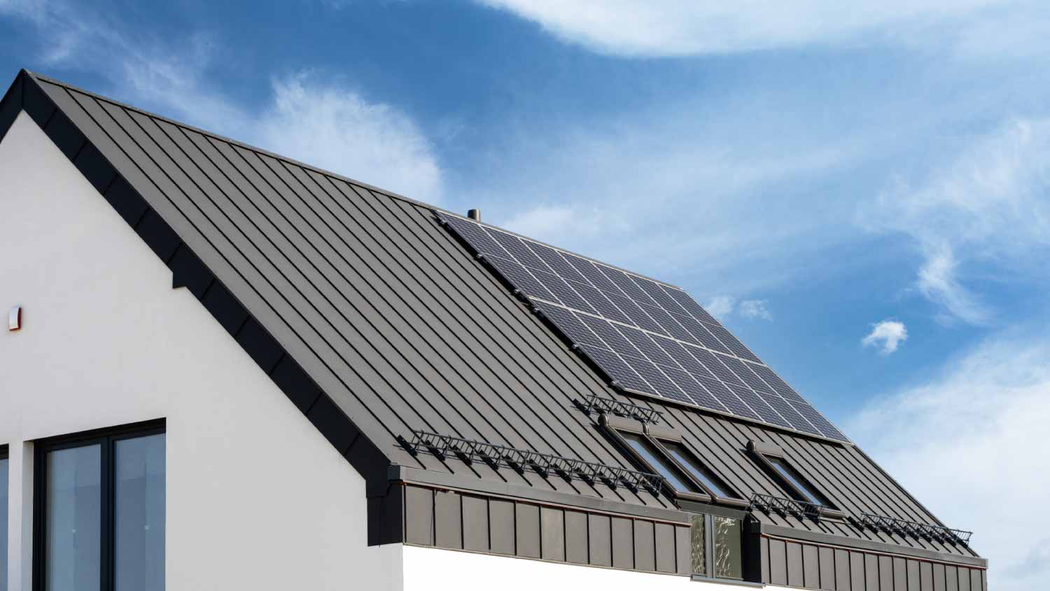 Solar panels on metal roof 