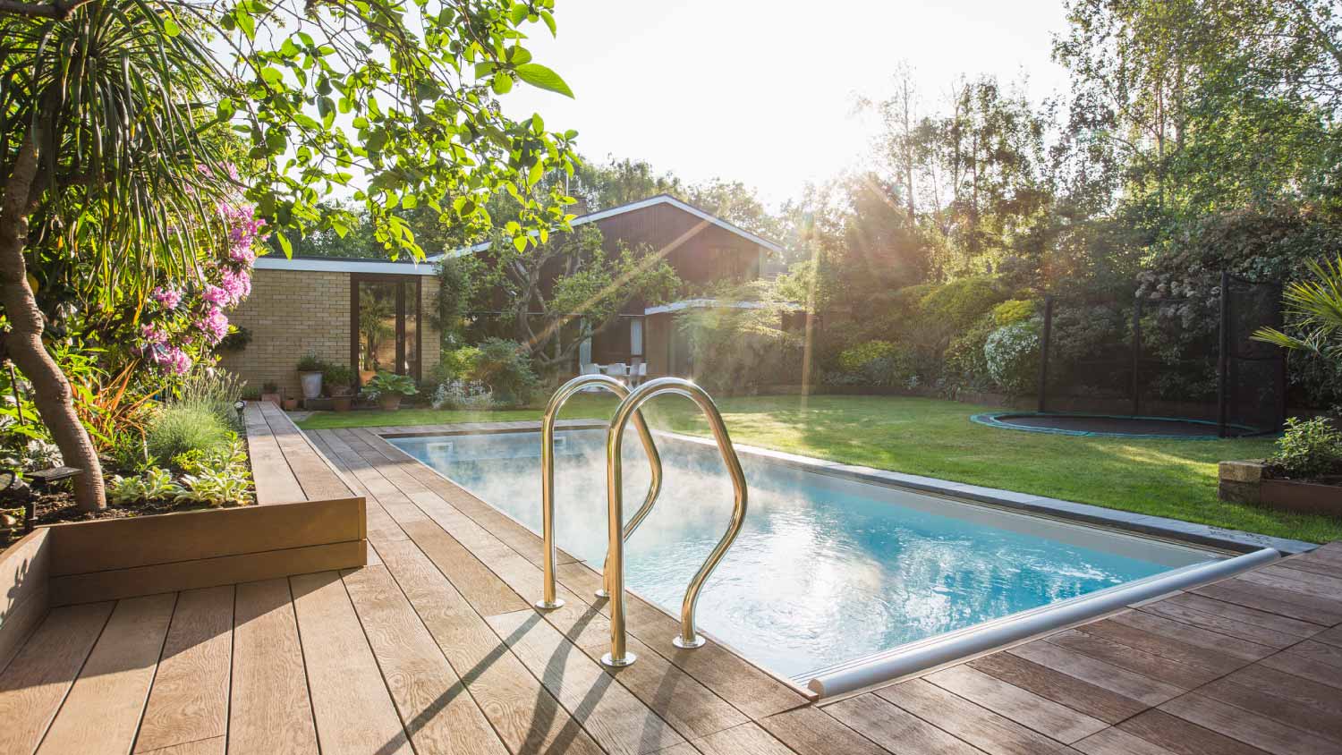 Swimming pool in summer day