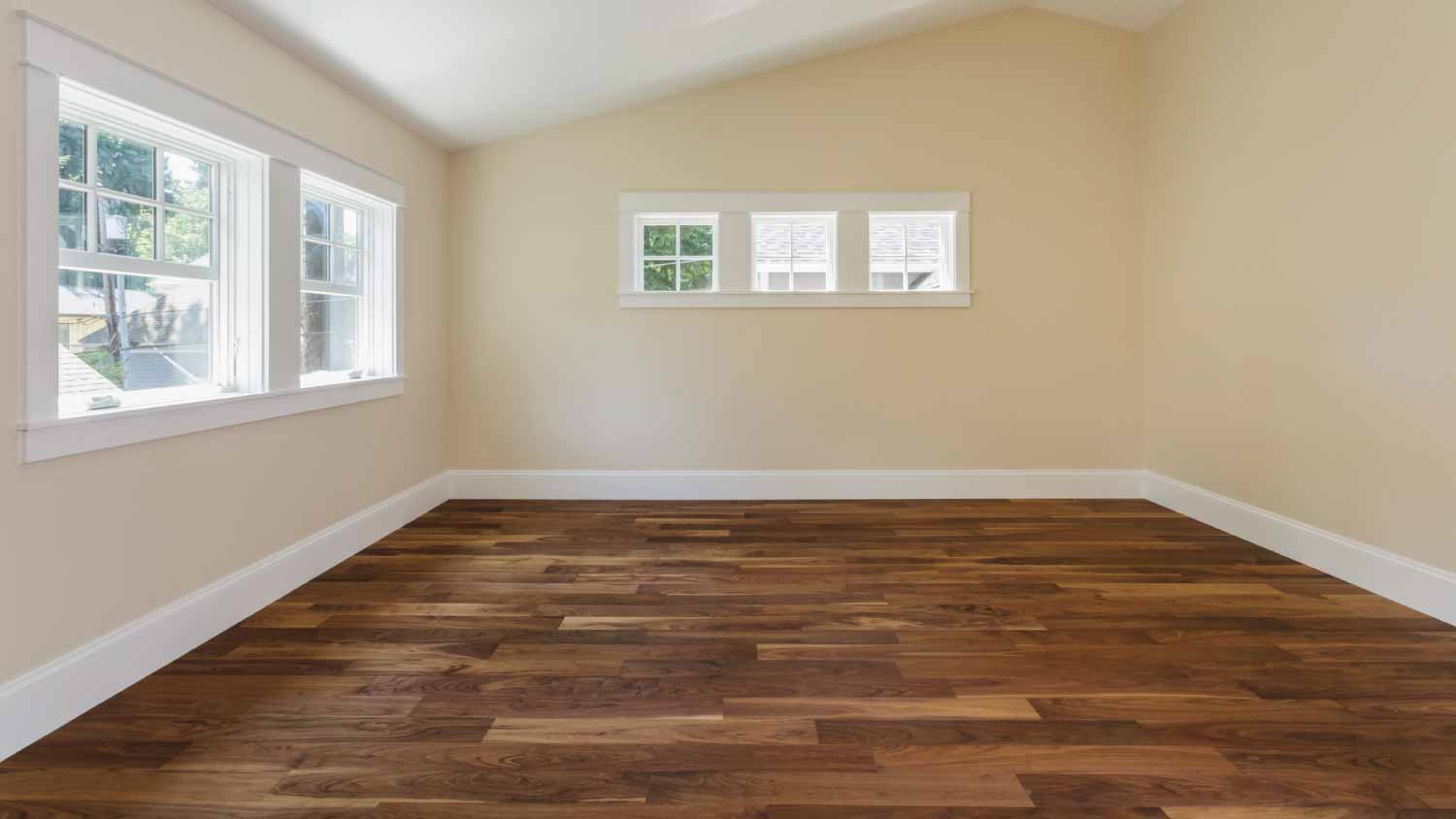 Wooden floor in empty bedroom