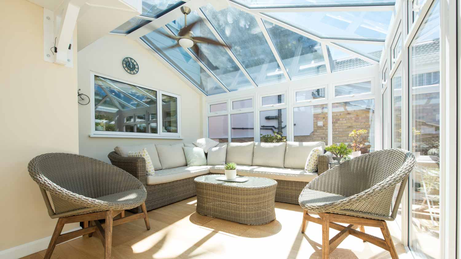 Interior view of a white PVC conservatory extension