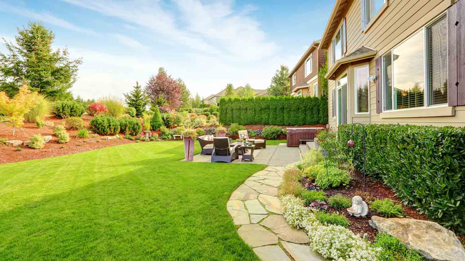 house with luxury landscape design