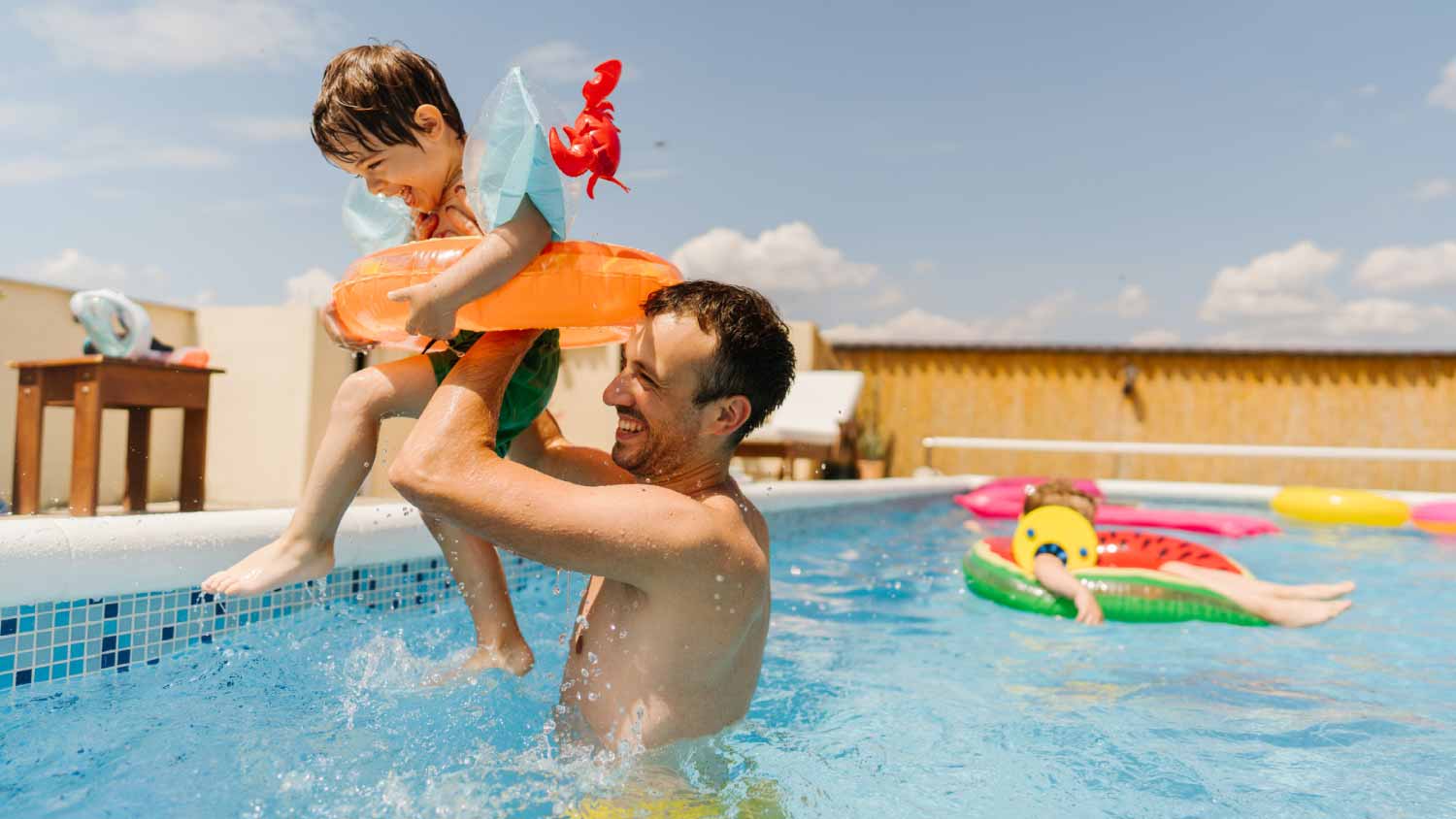 little boy having fun with his father