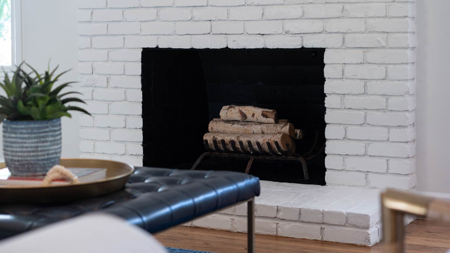 new white brick fireplace hearth