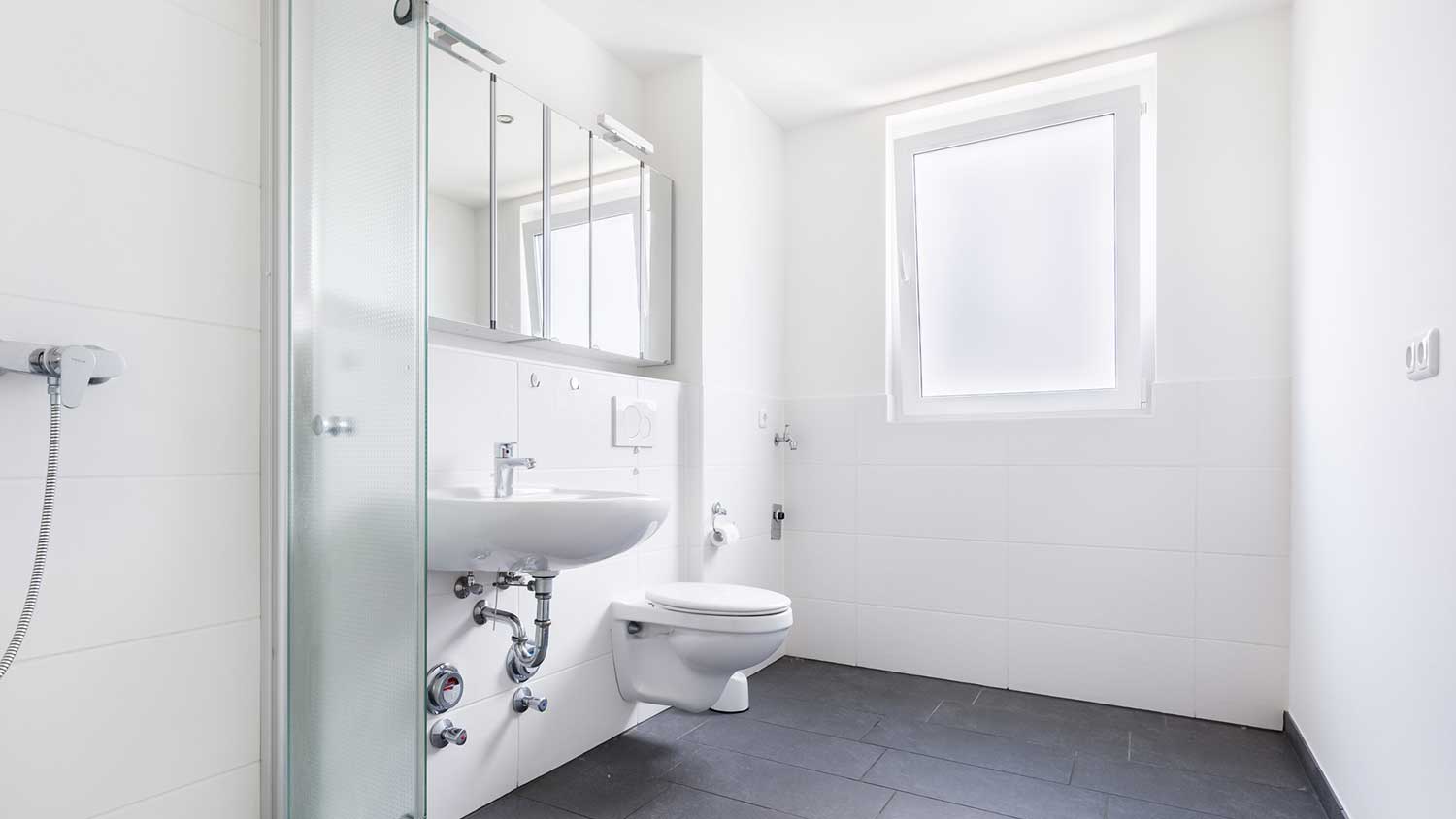 Bathroom interior with abundant natural light