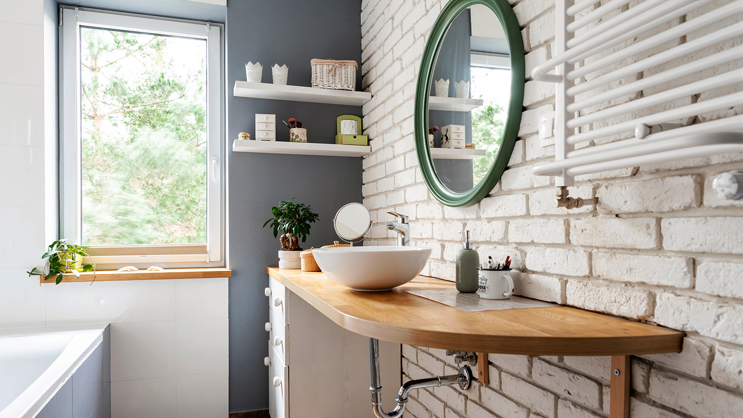 bathroom interior with toiletries