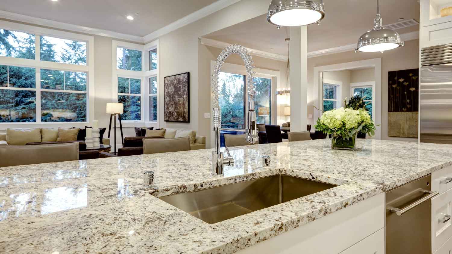 Close-up of a granite countertop