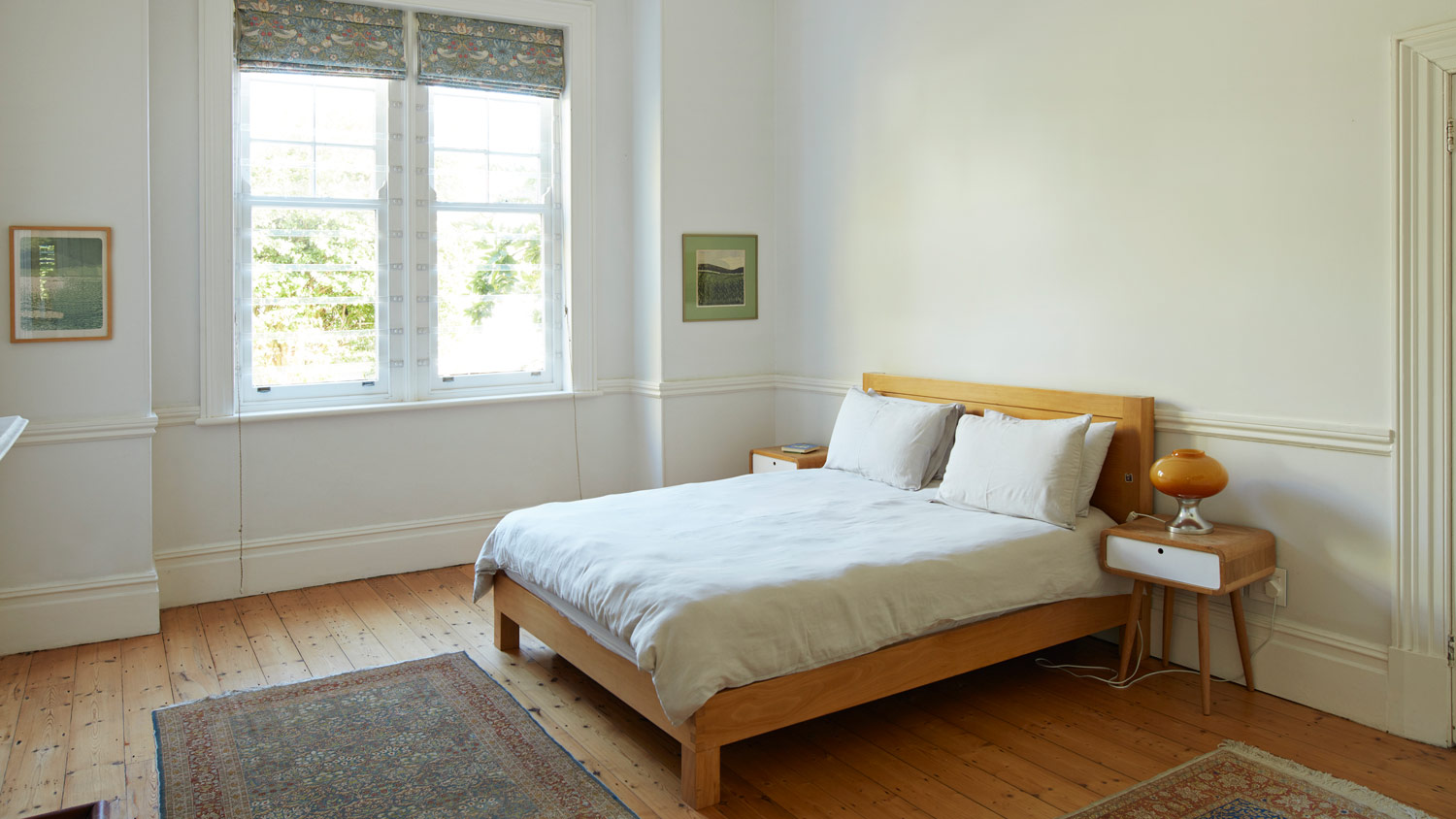 Interior of a cosy bedroom on a sunny day