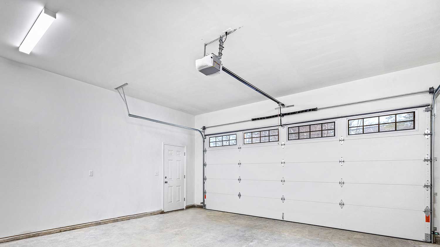 Empty garage with automatic door