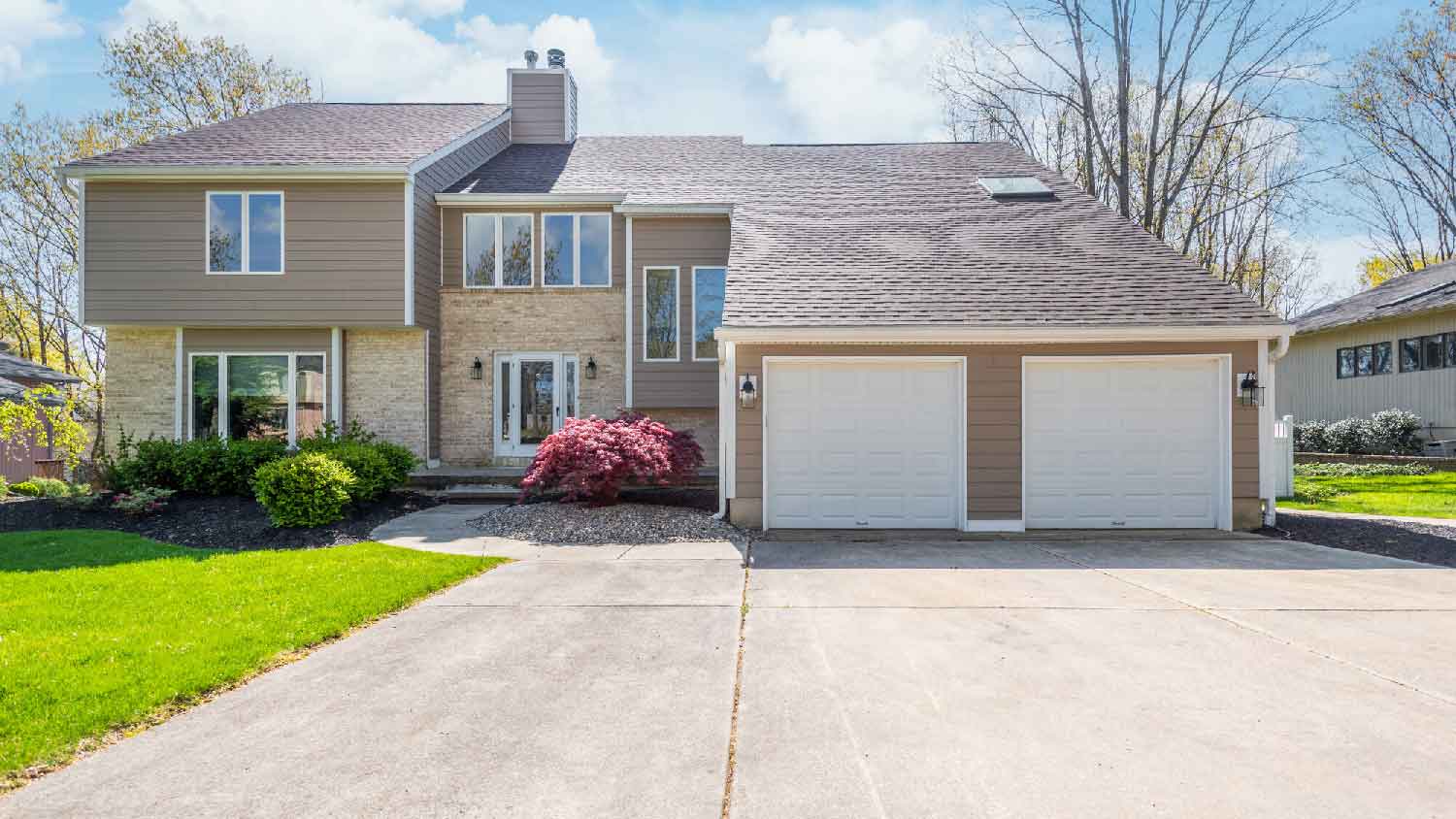 The exterior of a house with Hardie Board siding
