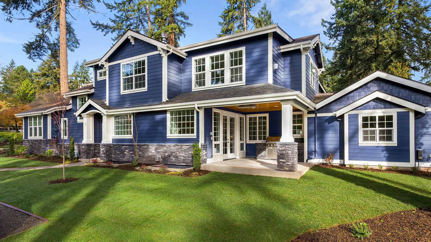 The exterior of a house on a sunny day