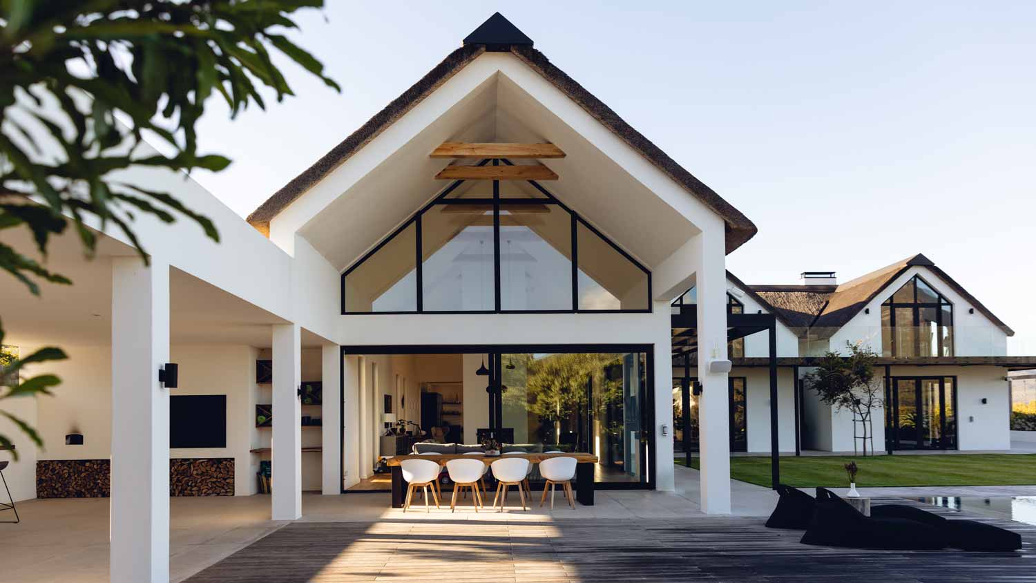 The exterior of a luxury house