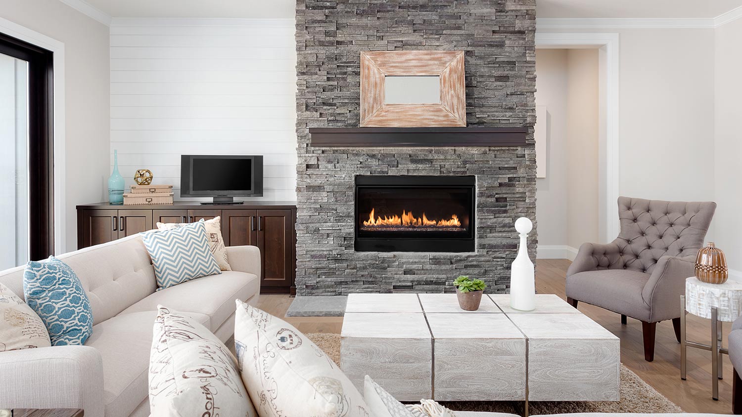 Fireplace in luxury home