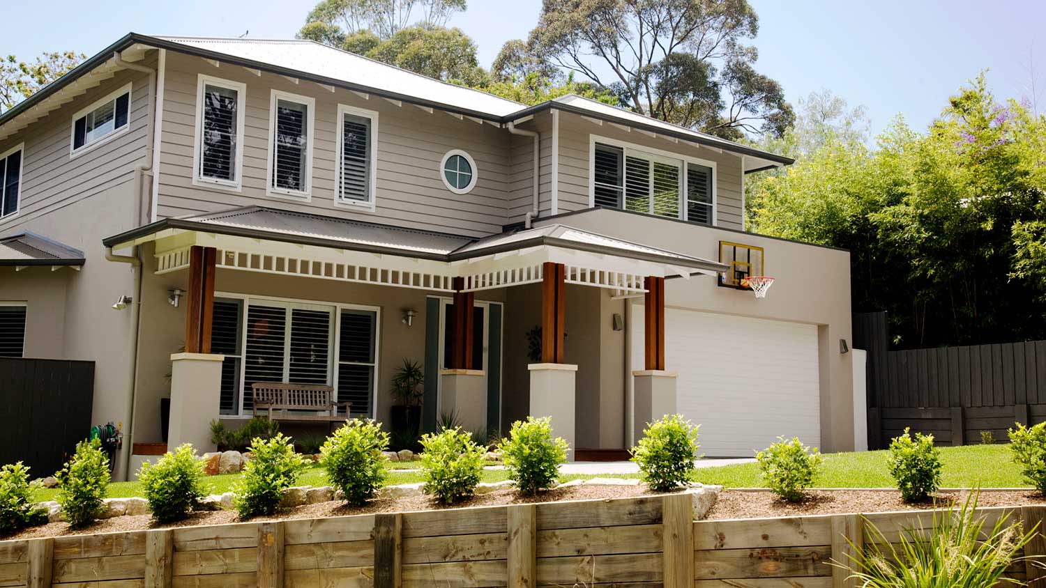 Gutters on luxury house in the suburbs