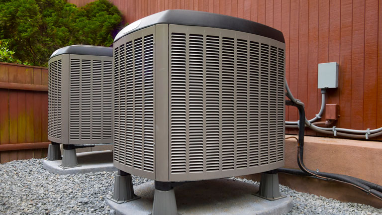 Heat pump exterior backyard