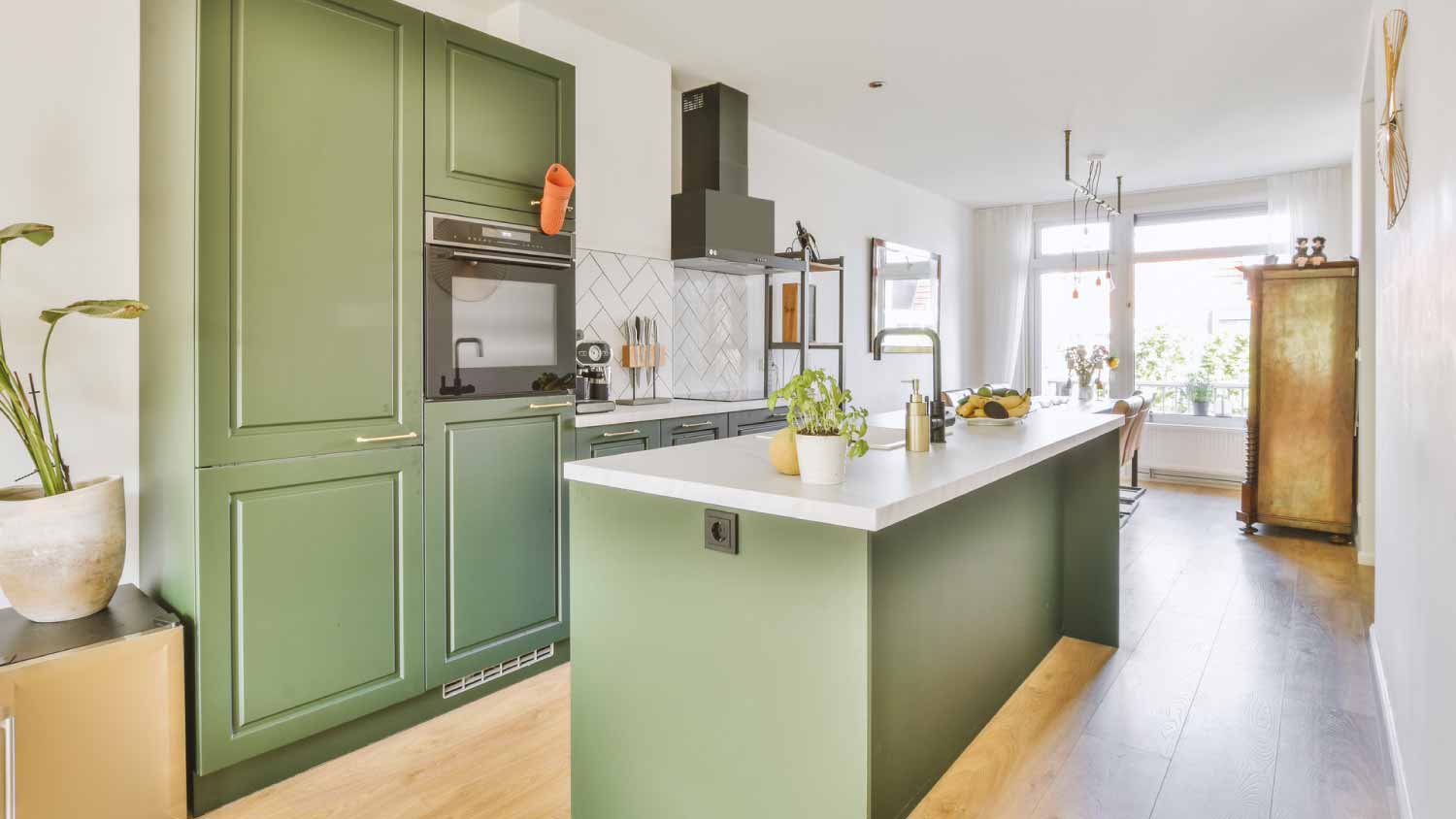 open design and a spacious kitchen