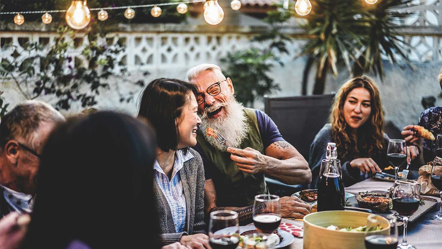 An outdoor dinner party