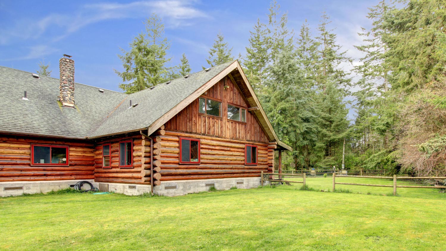 A rustic American log cabin