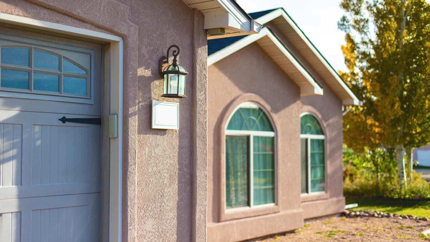 front side of stucco home