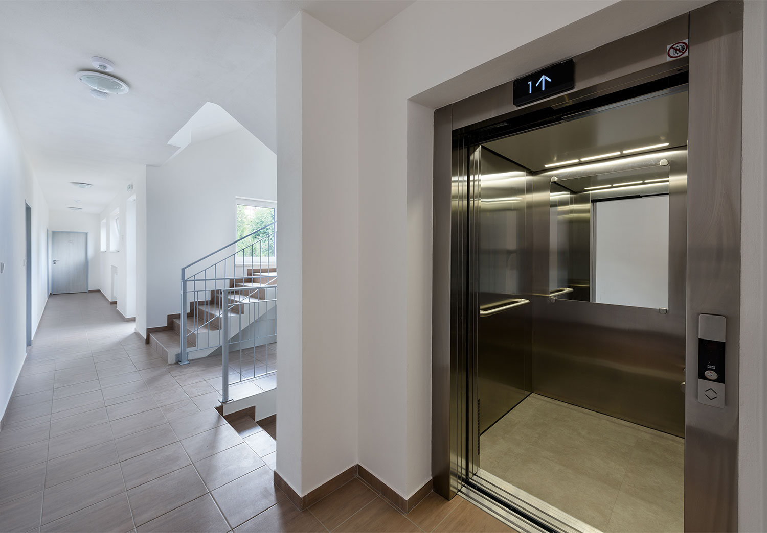 Modern staircase and elevator